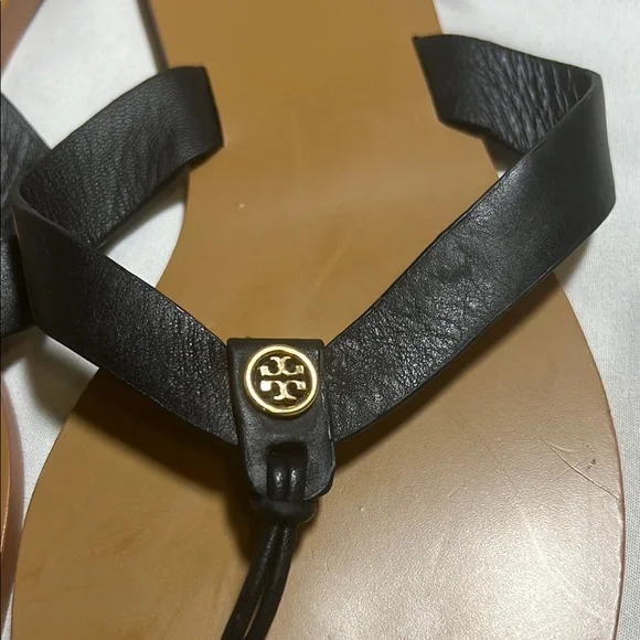 Tory Burch Black and Brown Flip Flops - Picture 2 of 6